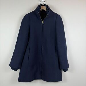 J.Crew Lodge Coat Women's 6 Navy Italian Wool Stadium Cloth Mock Neck Full Zip‎